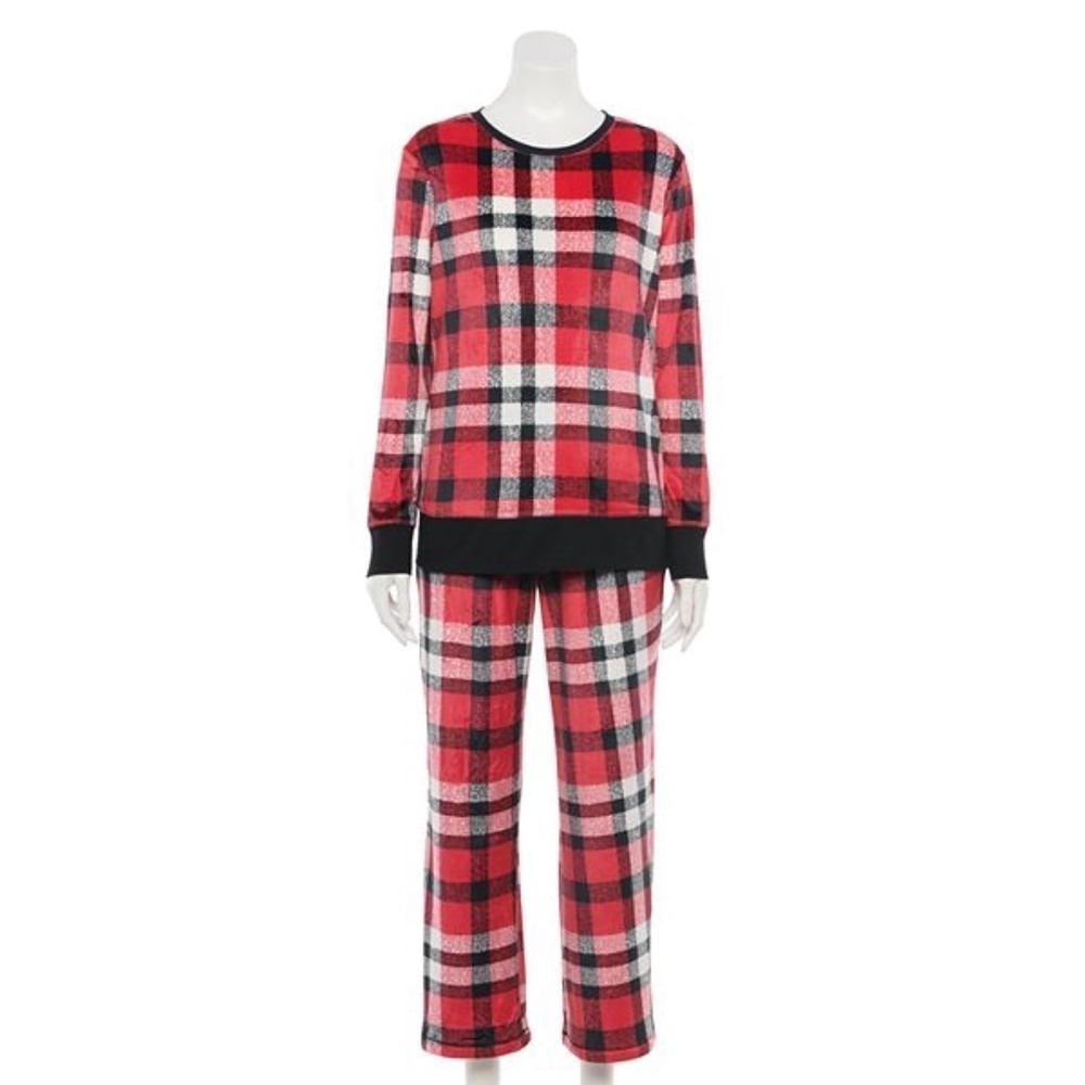 New Croft & Barrow Velour 2 Piece Pajamas Set PJs Size Large